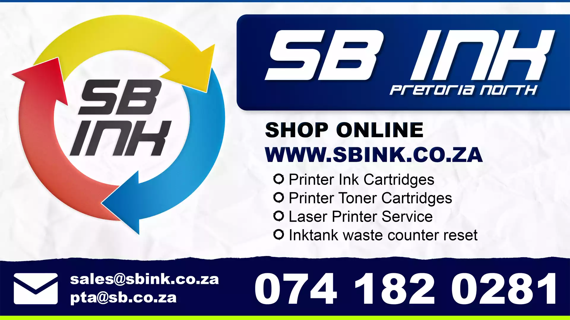 SB Ink Pretoria | Shop sign